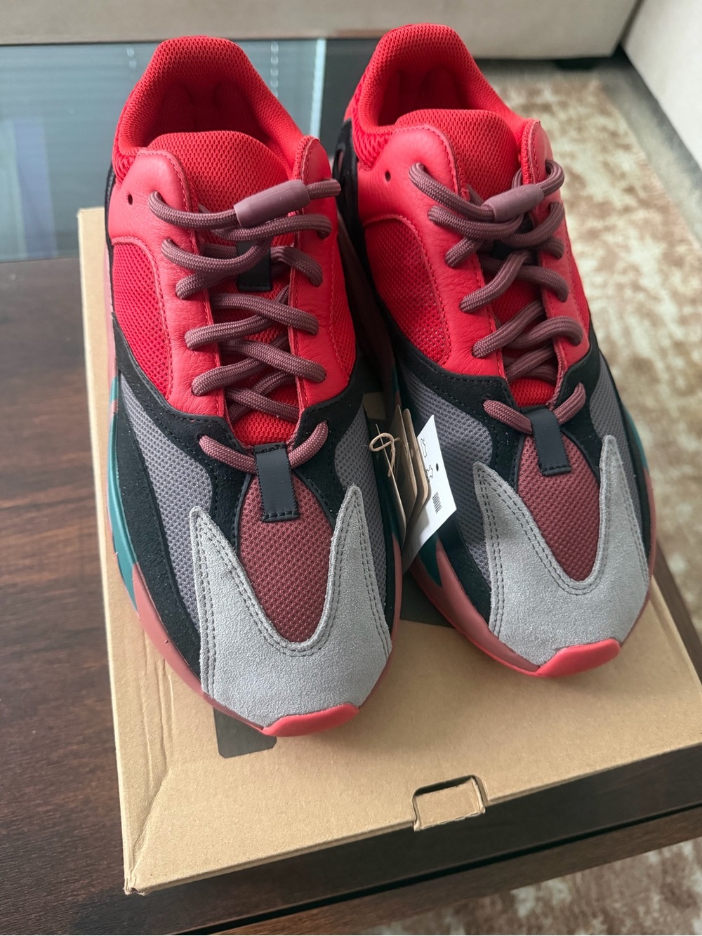 Yeezy Athletic Sneakers in Red, Gray and Black Accents
